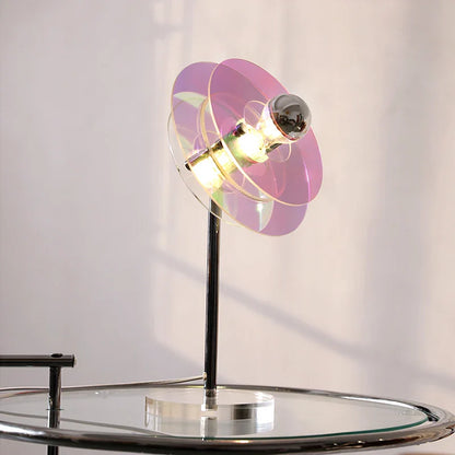 Lampe de table LED en acrylique Sophie Retro Color Layers, lumière d'appoint bleue