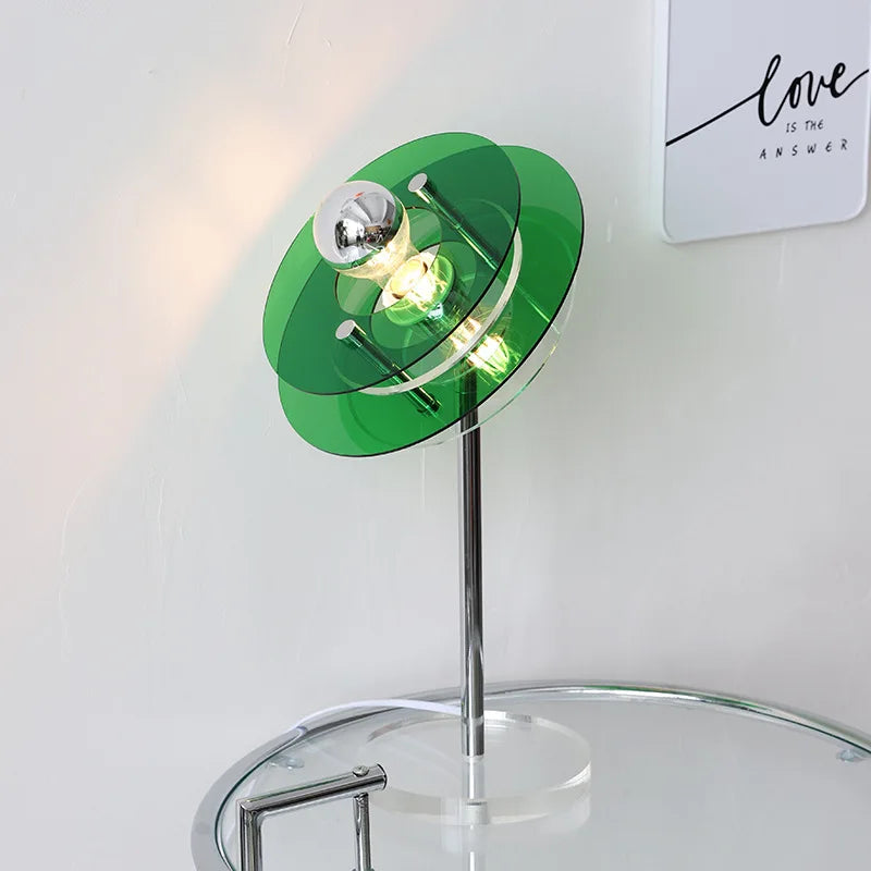 Lampe de table LED en acrylique Sophie Retro Color Layers, lumière d'appoint bleue