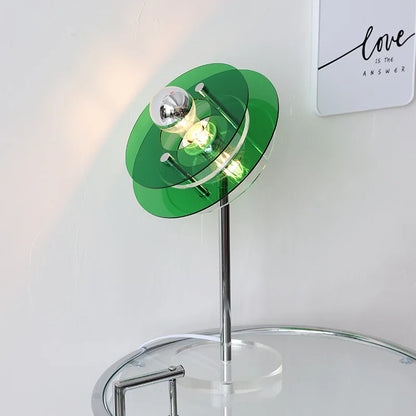Lampe de table LED en acrylique Sophie Retro Color Layers, lumière d'appoint bleue