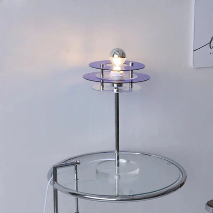 Lampe de table LED en acrylique Sophie Retro Color Layers, lumière d'appoint bleue
