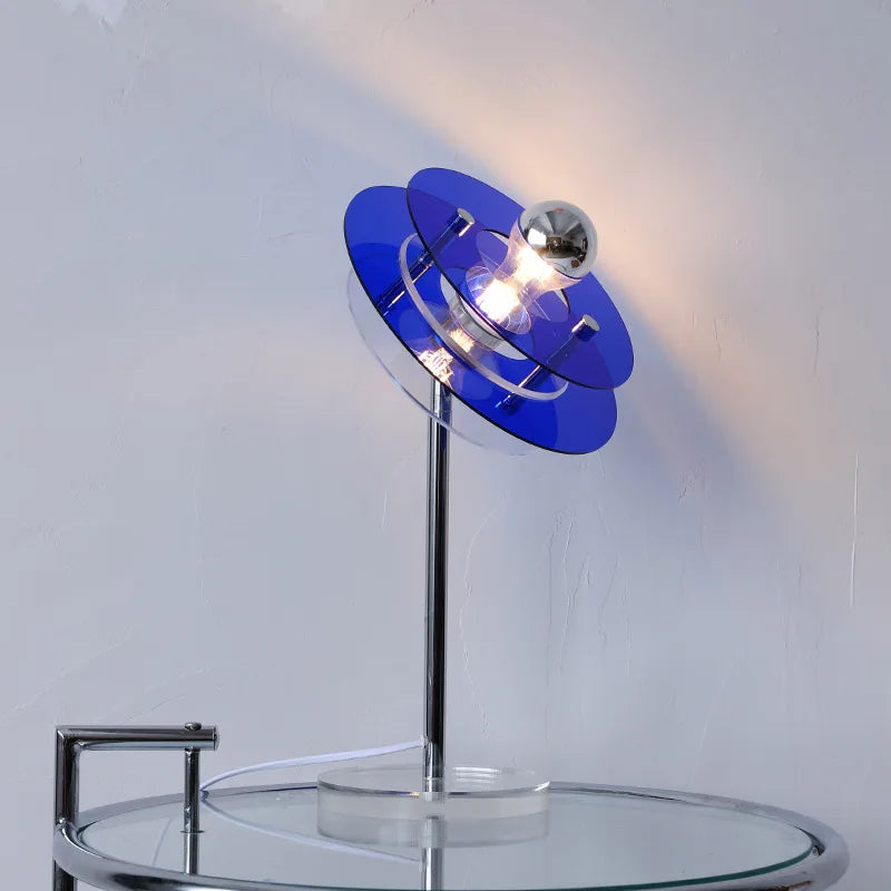 Lampe de table LED en acrylique Sophie Retro Color Layers, lumière d'appoint bleue