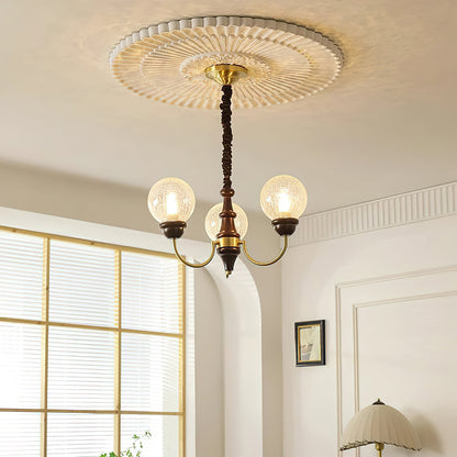 Lustre Delphine Rétro, Bras en Laiton Courbés avec Globes en Verre