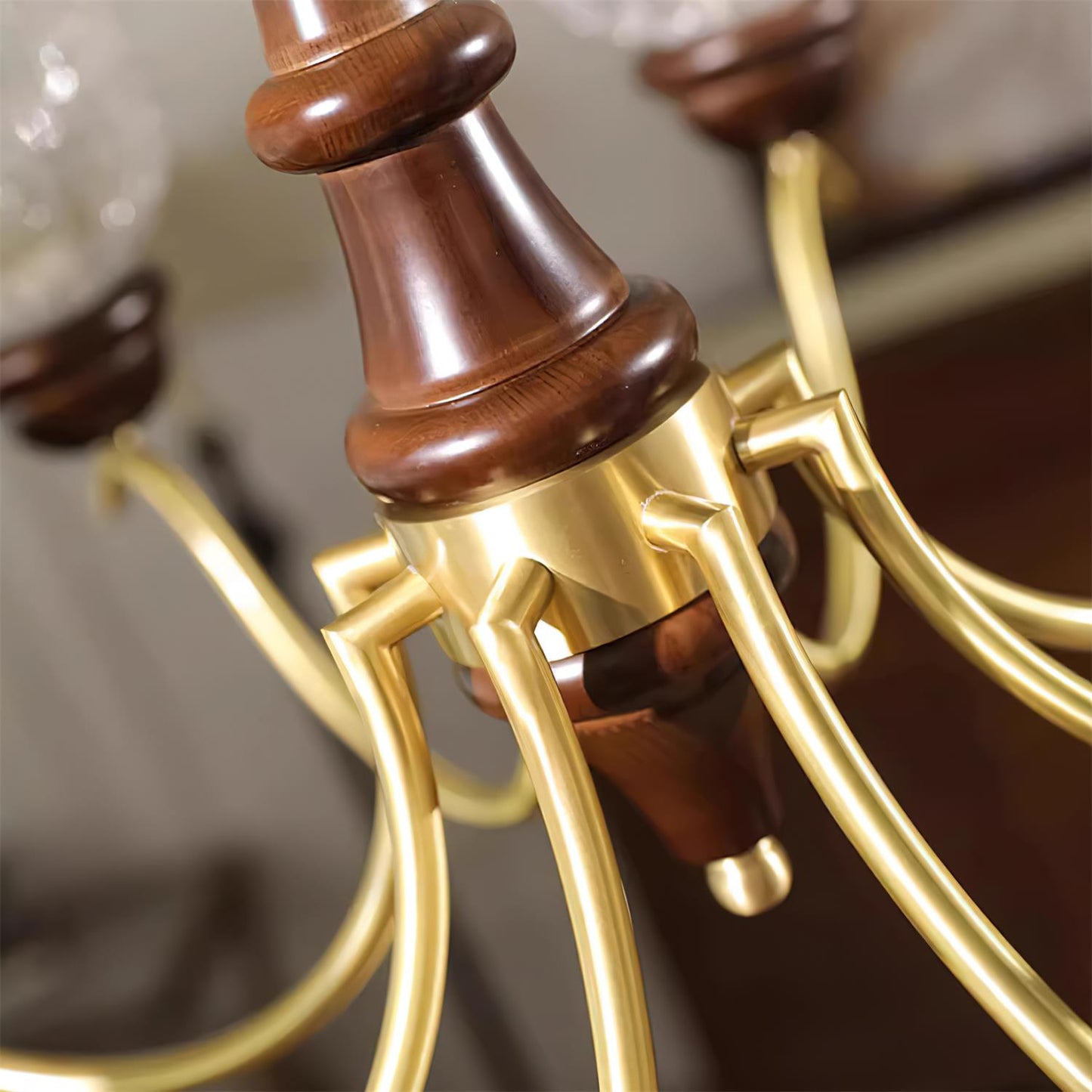 Lustre Delphine Rétro, Bras en Laiton Courbés avec Globes en Verre