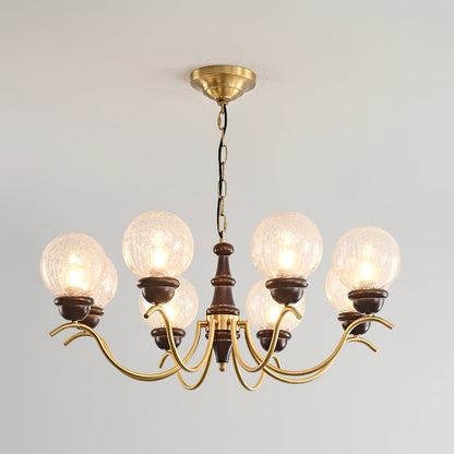 Lustre Delphine Rétro, Bras en Laiton Courbés avec Globes en Verre