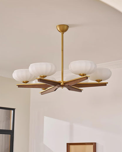 Camille Wood & Glass Modern Branch Chandelier