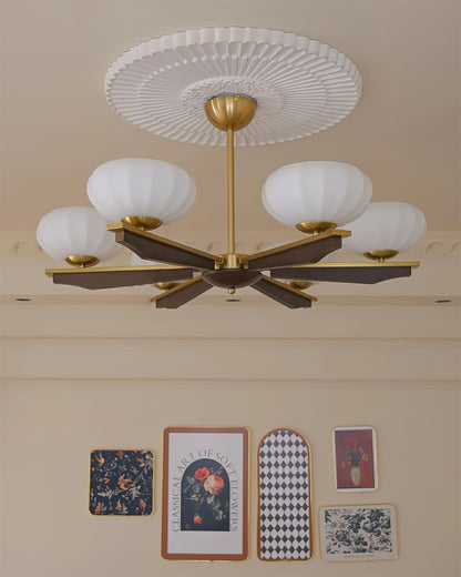 Camille Wood & Glass Modern Branch Chandelier