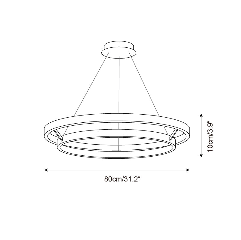 Chloé Ring Chandelier, Dual Wood Rings with Integrated LED Glow