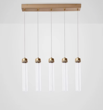 Isabelle Ripple Drop Gold Tube LED Pendant Light Modern Multi Head Fixture