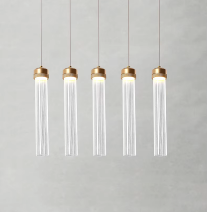 Isabelle Ripple Drop Gold Tube LED Pendant Light Modern Multi Head Fixture