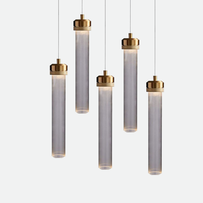 Isabelle Ripple Drop Gold Tube LED Pendant Light Modern Multi Head Fixture