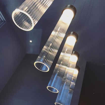 Isabelle Ripple Drop Gold Tube LED Pendant Light Modern Multi Head Fixture