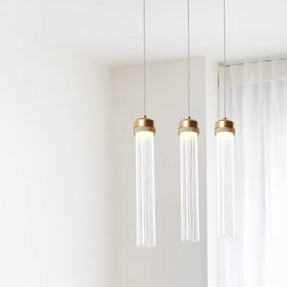 Isabelle Ripple Drop Gold Tube LED Pendant Light Modern Multi Head Fixture