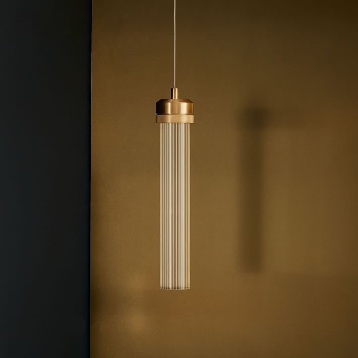 Isabelle Ripple Drop Gold Tube LED Pendant Light Modern Multi Head Fixture