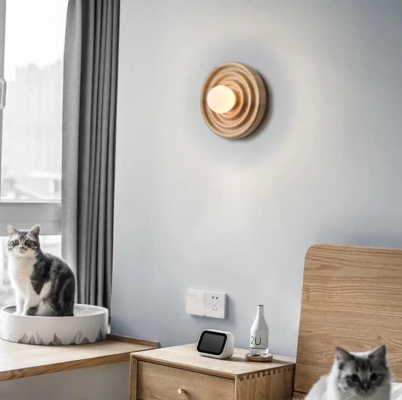 Colette Ripple Walnut LED Wall Lamp