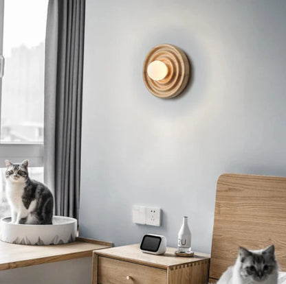 Colette Ripple Walnut LED Wall Lamp