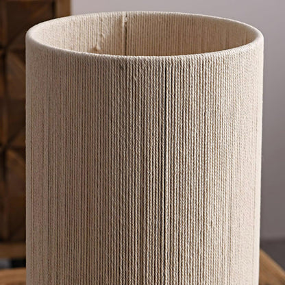 Camille Wooden River Rock Table Lamp with Fabric Shade