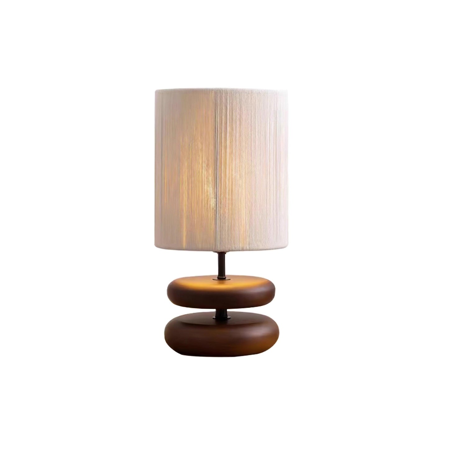 Camille Wooden River Rock Table Lamp with Fabric Shade