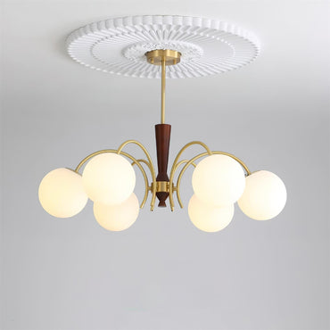 Élodie Rocky Wood & Glass Adjustable Chandelier