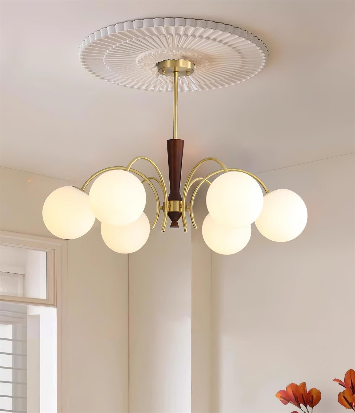 Lustre réglable en bois et verre Élodie Rocky