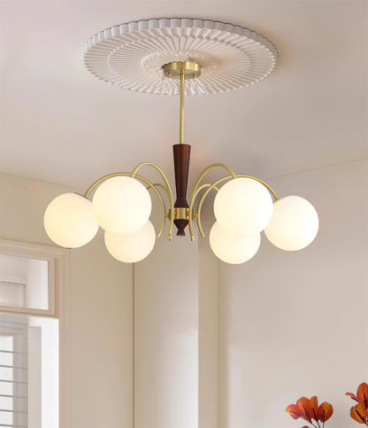 Lustre réglable en bois et verre Élodie Rocky