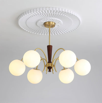 Lustre réglable en bois et verre Élodie Rocky