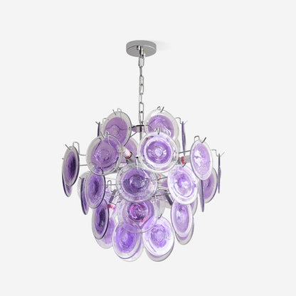 Lustre Sabine en verre, sphère à disques soufflés à la main avec cadre en métal