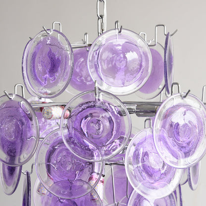 Lustre Sabine en verre, sphère à disques soufflés à la main avec cadre en métal