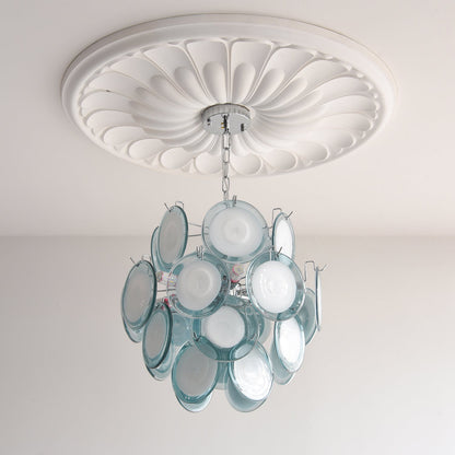 Lustre Sabine en verre, sphère à disques soufflés à la main avec cadre en métal