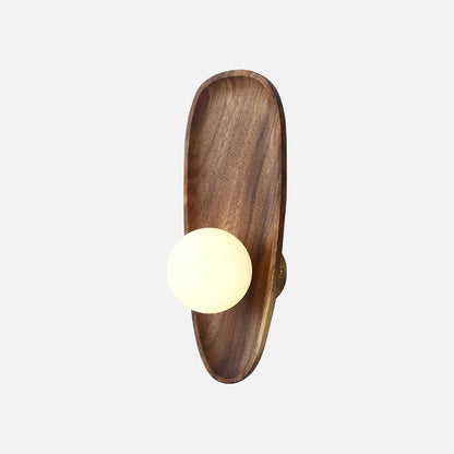 Camille Rustic Glow Wooden Wall Sconce Glass Globe Light