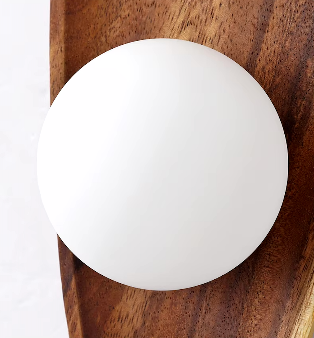 Camille Rustic Glow Wooden Wall Sconce Glass Globe Light