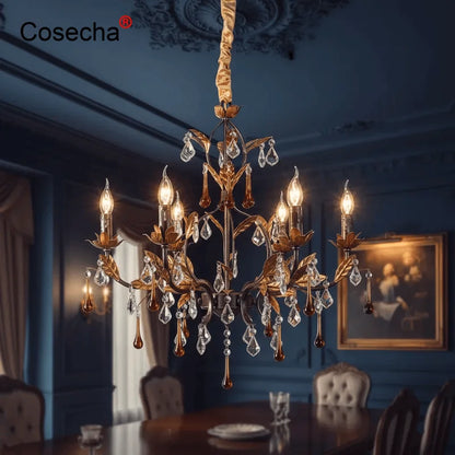 Isabelle Gold Crystal Chandelier for Dining & Living Spaces