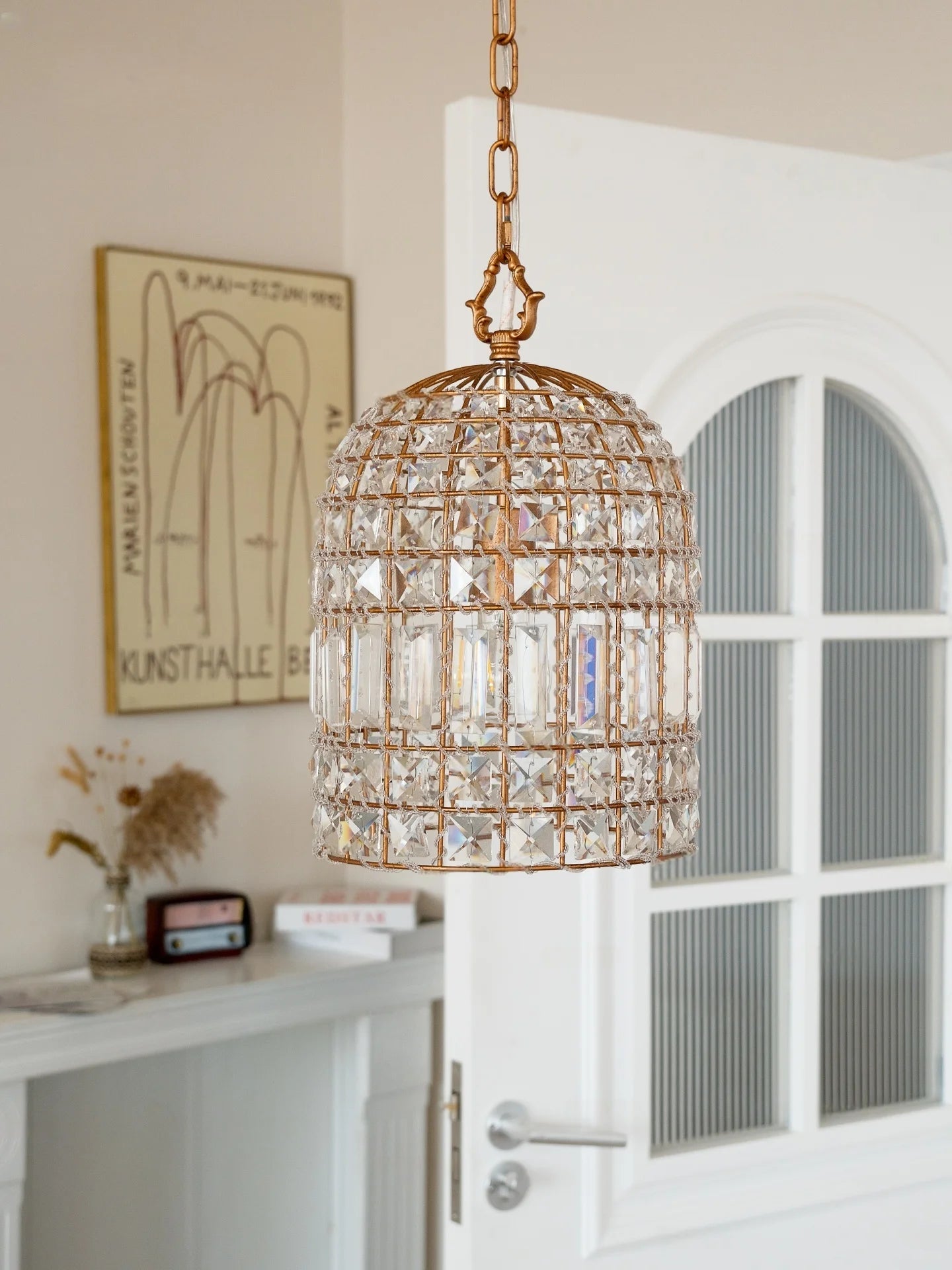 Lustre pendentif Aurélie Vintage en cristal, 6 lumières, luxe