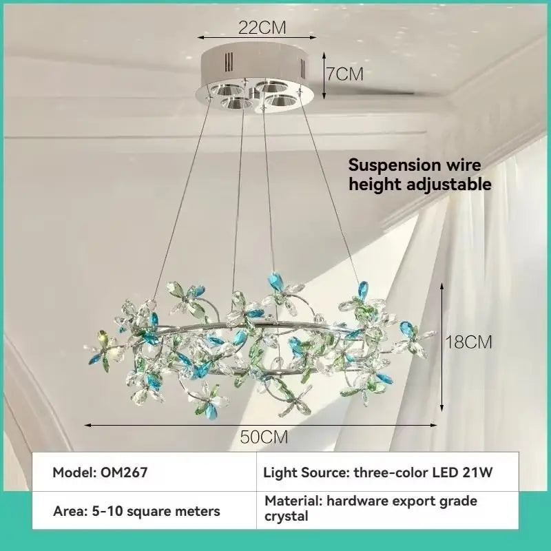 Camille Suspension Guirlande en Cristal Français Lampe de Chambre de Princesse