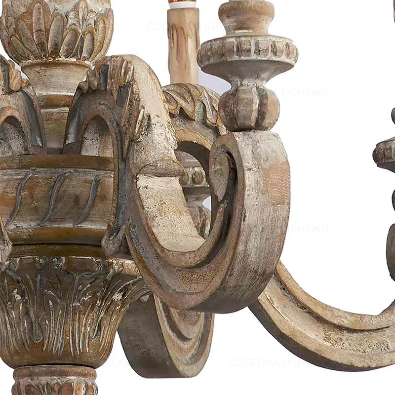 Geneviève Roman Pillar Wooden Chandelier for Classic Interiors