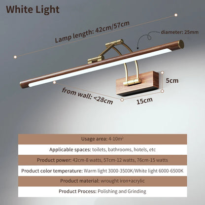 Élise Wood Grain Miroir avec LED Frontale pour Salle de Bain