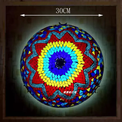 Madeleine Tiffany Stained Glass Ceiling Lamp Blue LED