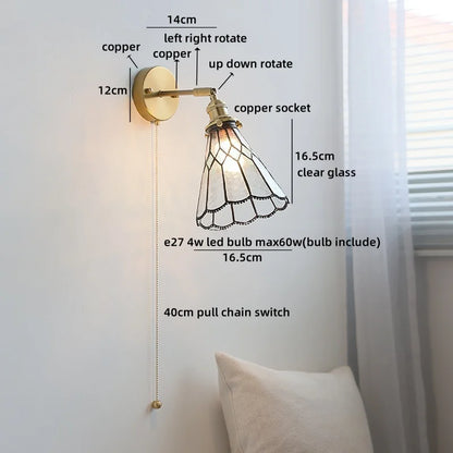 Amélie Nordic Glass Flower LED Wall Lamp Pink Copper