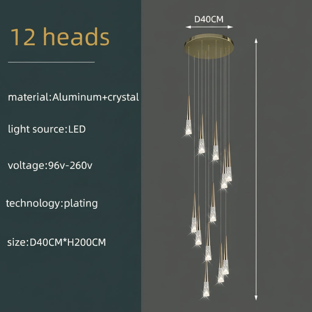 Lustre suspension Vivienne Crystal Staircase pour intérieurs de luxe