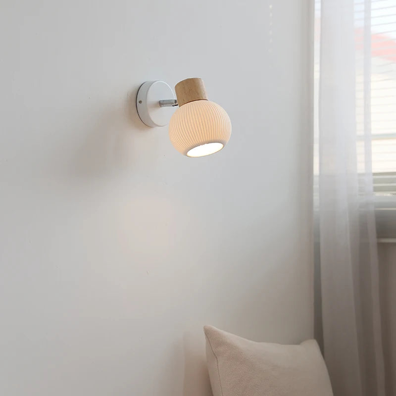 Camille Applique Murale LED en Céramique Blanche Interrupteur E27 Nordique
