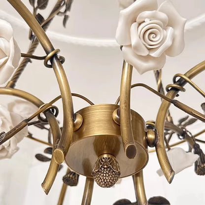 Isabelle Modern Brass Flower Glass Pendant Chandelier Light