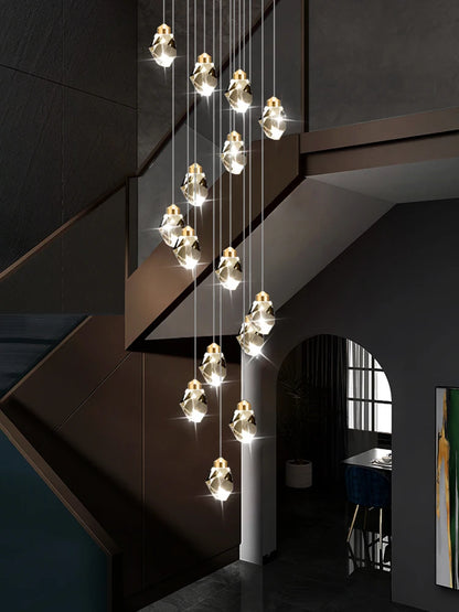 Lustre d'escalier en cristal Lucienne Nordic pour intérieurs de loft et de villa