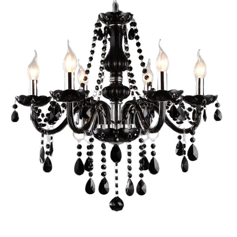 Lustre en cristal bougie noire pour l'éclairage de chambre à coucher et de restaurant