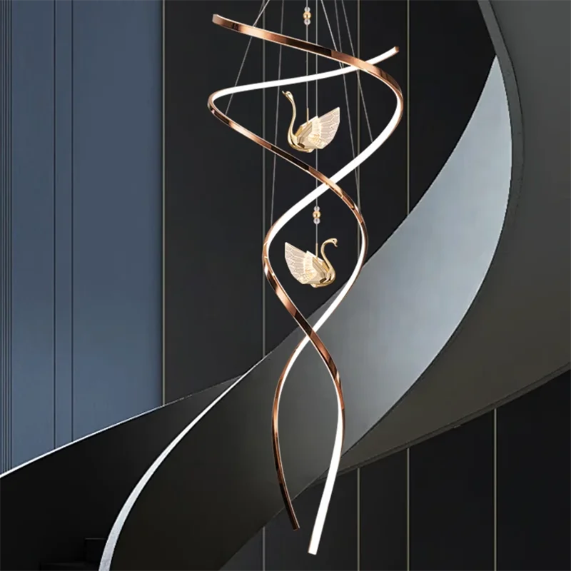Lustre d'escalier LED Cygnus Spirale Célestine