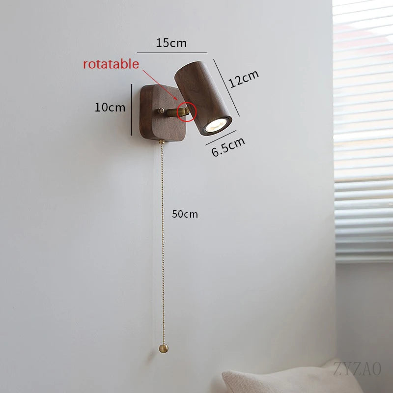 Applique murale à spot LED réglable en noyer Camille