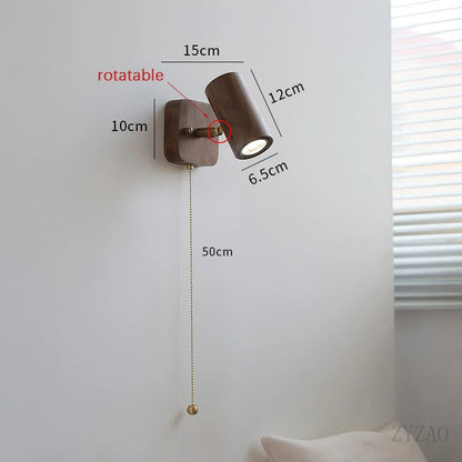 Applique murale à spot LED réglable en noyer Camille