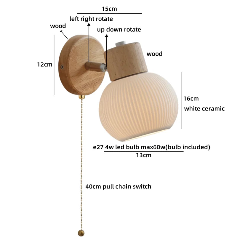 Applique murale Chloé en céramique avec accent en bois