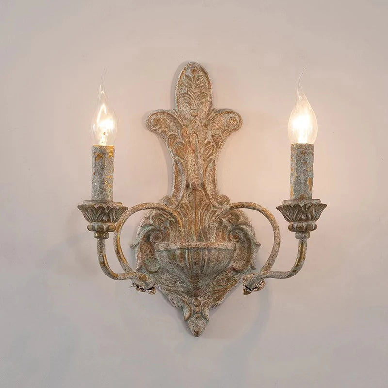 Sophie French Antique Dual Head Iron Wall Lamp E14 Retro Sconce