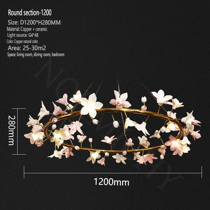 Lustre floral en céramique de luxe Celestia