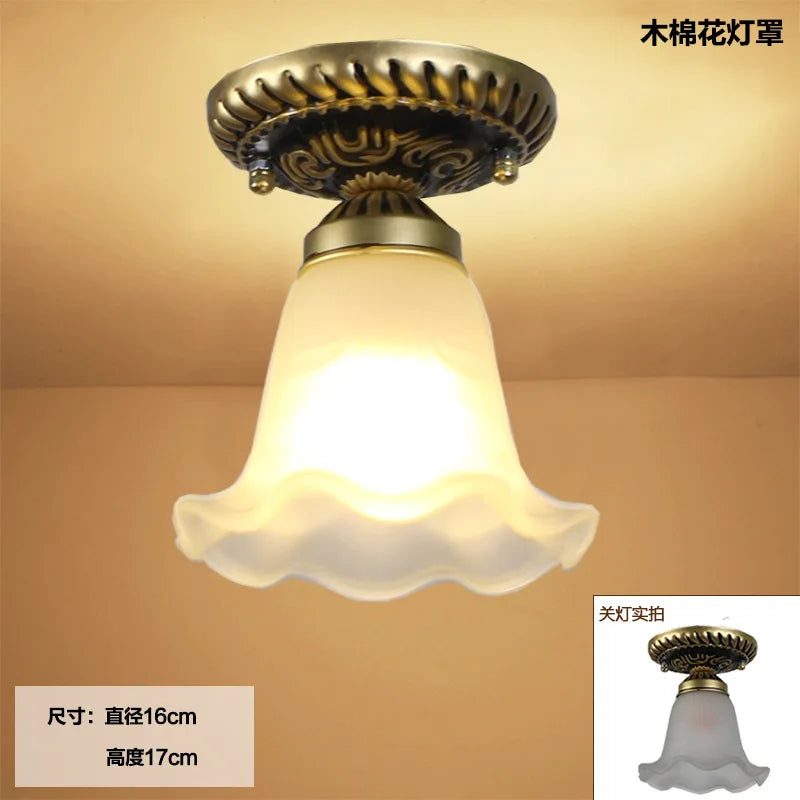 Plafonnier en verre rétro Camille ivoire E27 Lampe de couloir