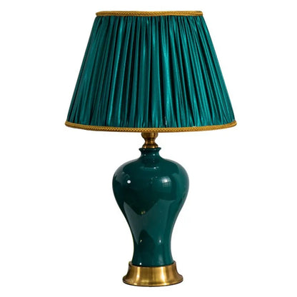 Lampe de table Adeline en céramique rétro et tissu